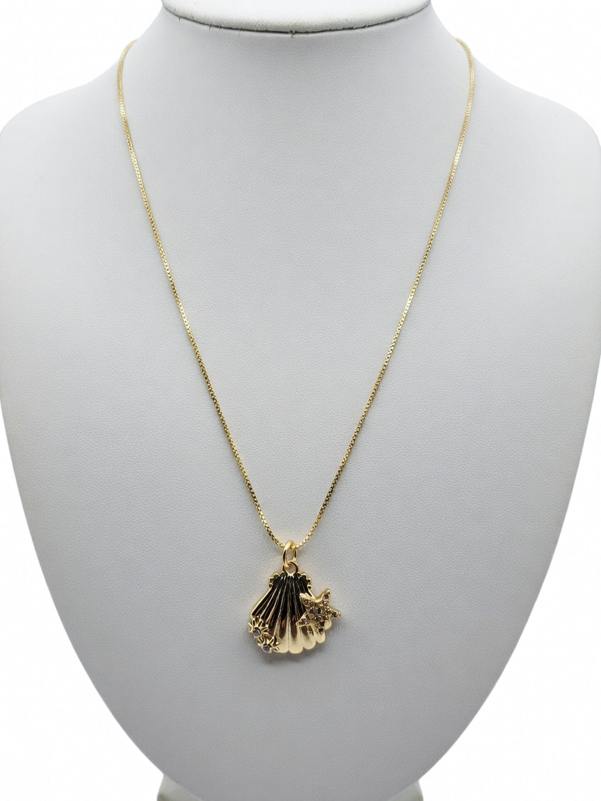 Golden Tides Shell Charm Necklace