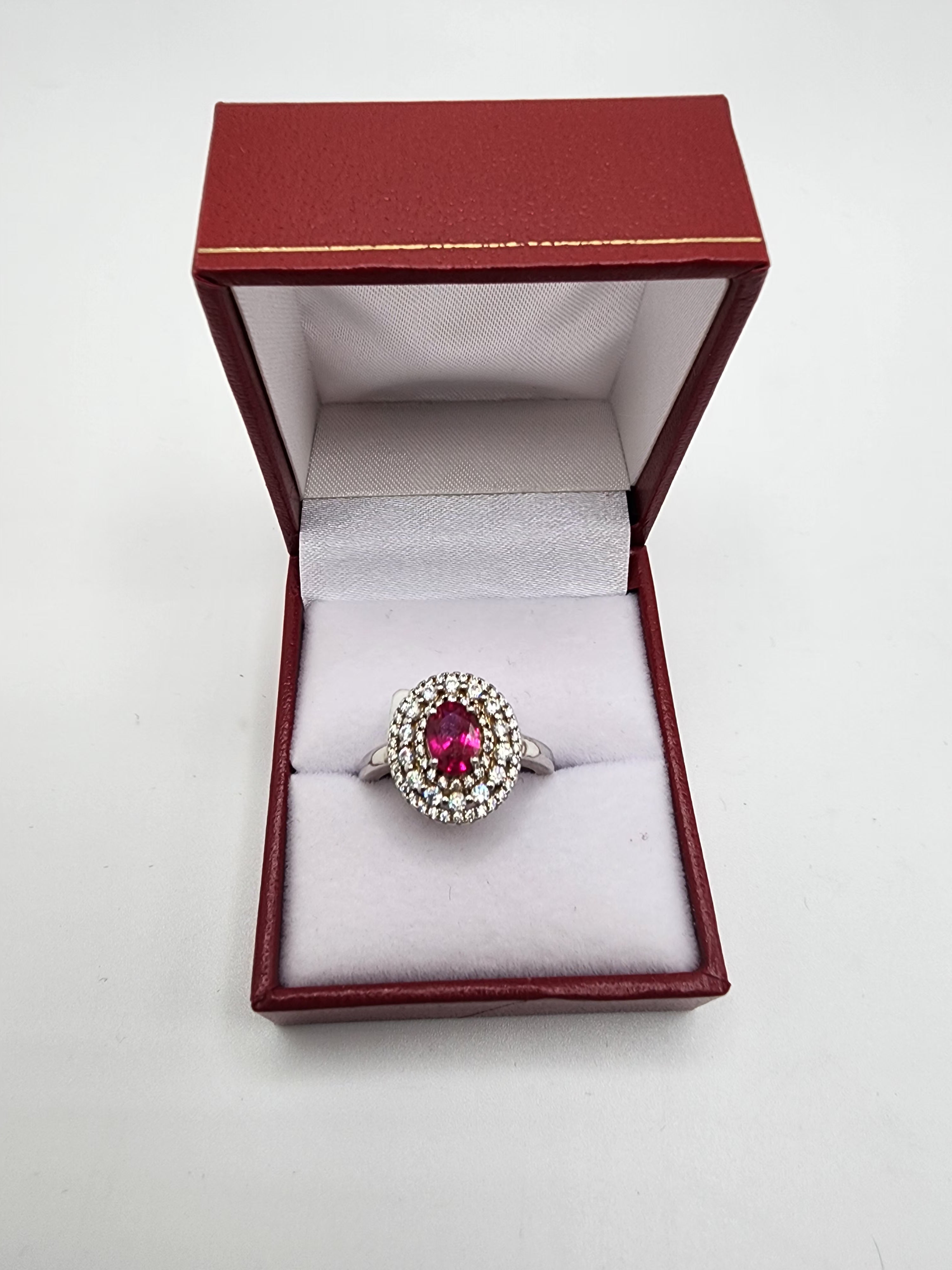 Crimson Halo Sterling Silver Ring